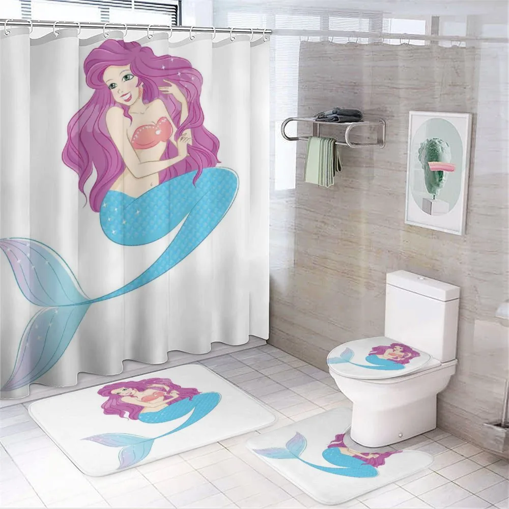Mermaid with Pink Hair — 4-Piece Bathroom Set preview