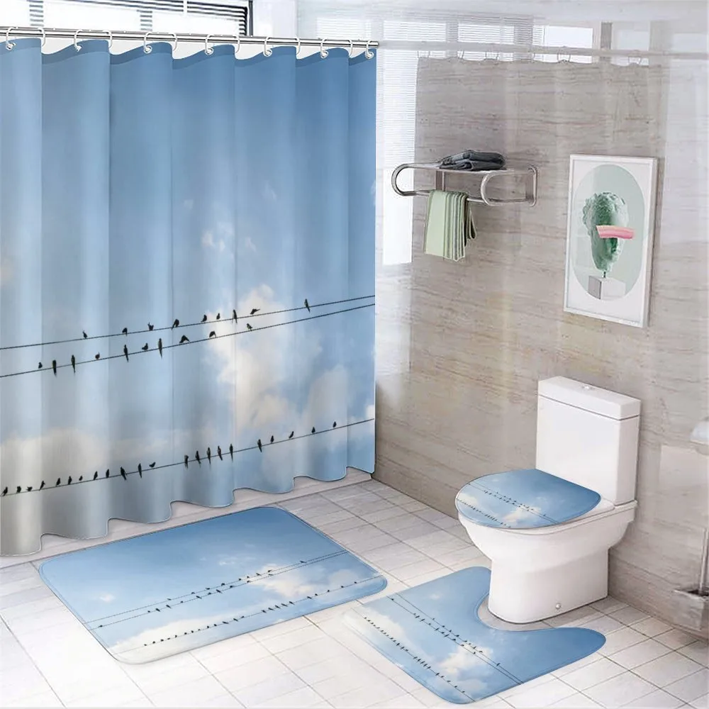 Swallows on Power Cord — 4-Piece Bathroom Set preview