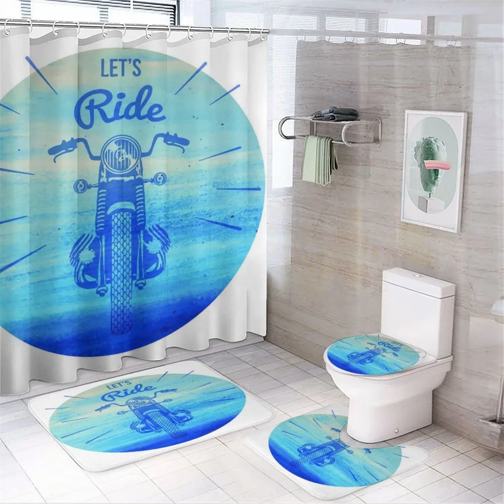 Vintage Motorcycle 4-Piece Bathroom Set product video