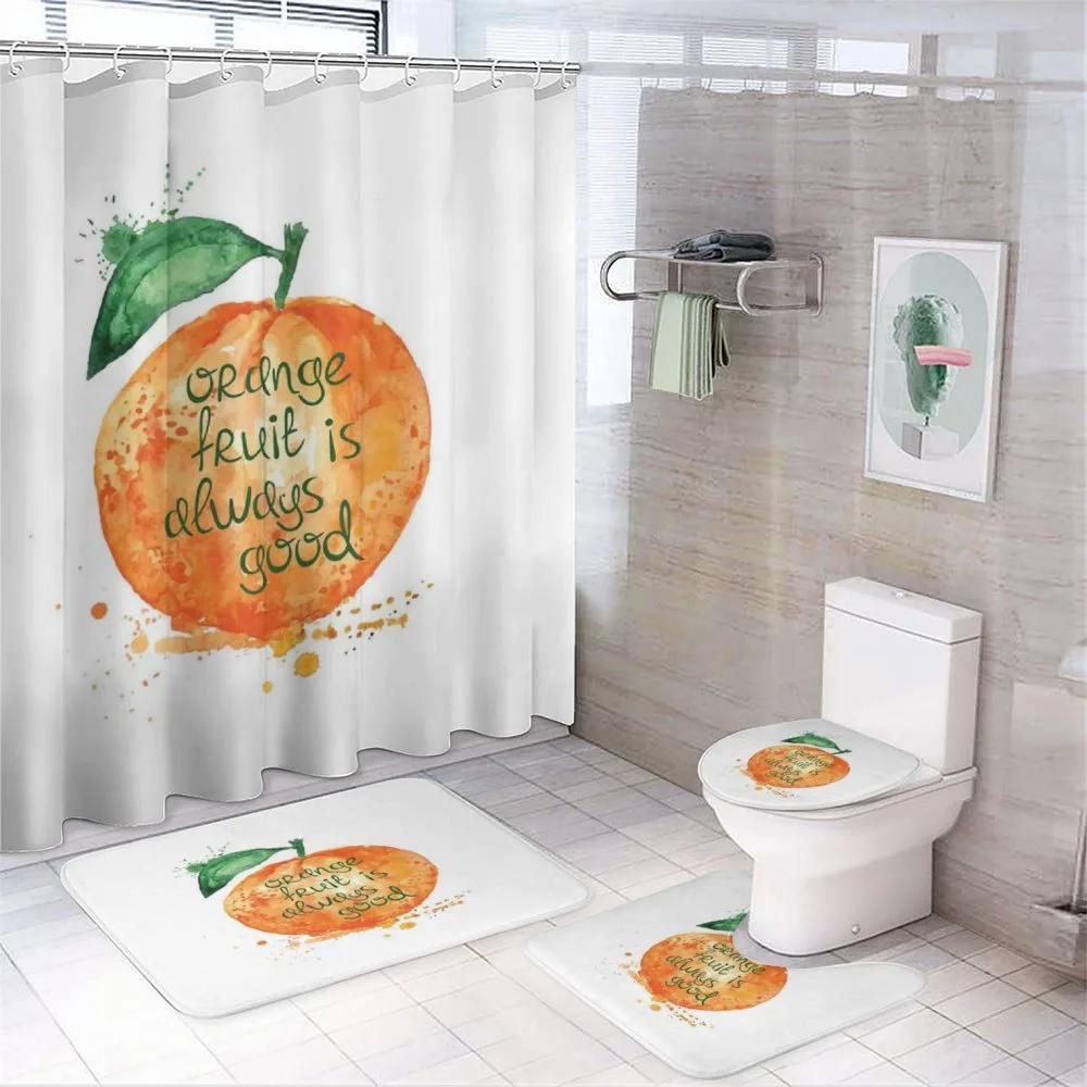 Brush Strokes Orange — 4-Piece Bathroom Set preview
