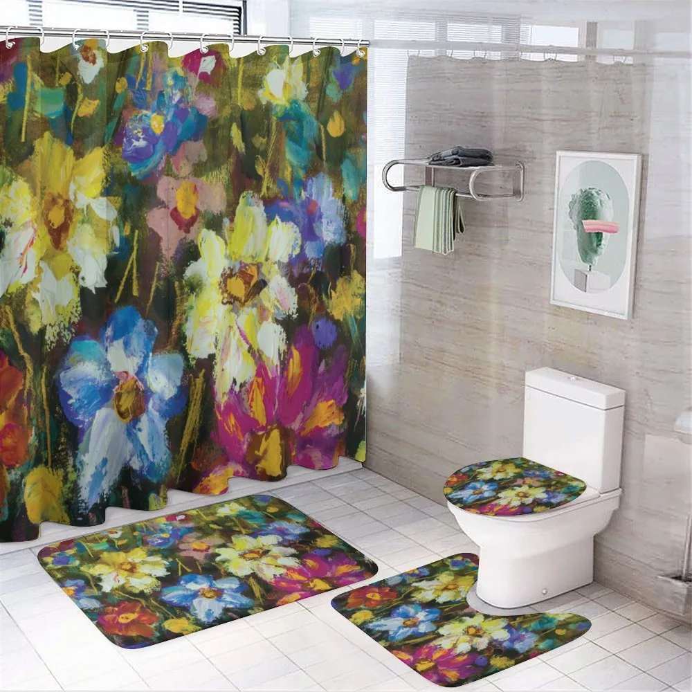 Flower Field Painting 4-Piece Bathroom Set product video