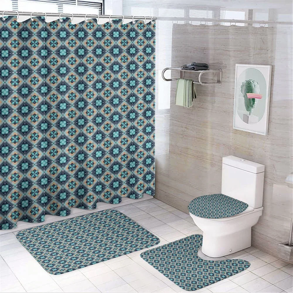 Flower Motif Squares — 4-Piece Bathroom Set preview