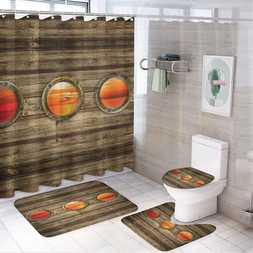 Rustic Wooden Ship — 4-Piece Bathroom Set preview
