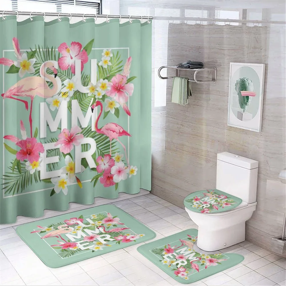 Tropical Retro Flowers — 4-Piece Bathroom Set preview