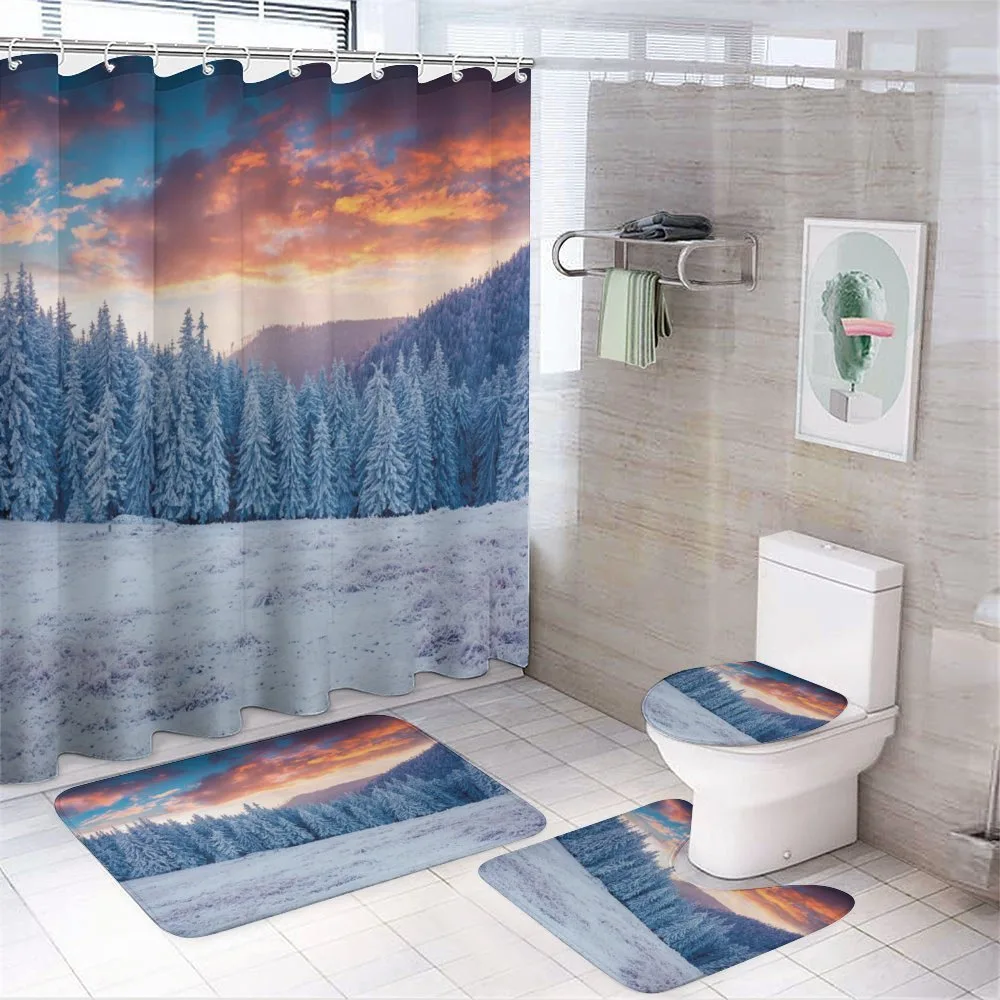 Winter Snowy Forest Sky — 4-Piece Bathroom Set preview