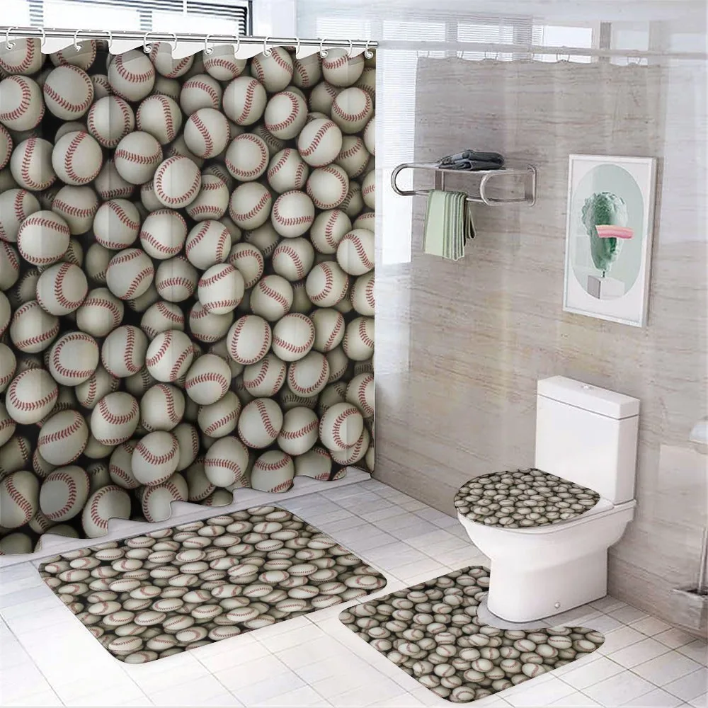 Baseball Sport Emblem — 4-Piece Bathroom Set preview