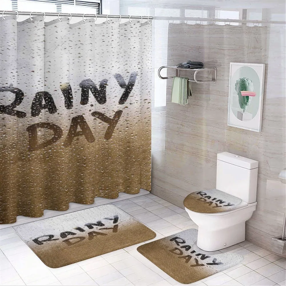 Blurred Rain Drops Photo — 4-Piece Bathroom Set preview