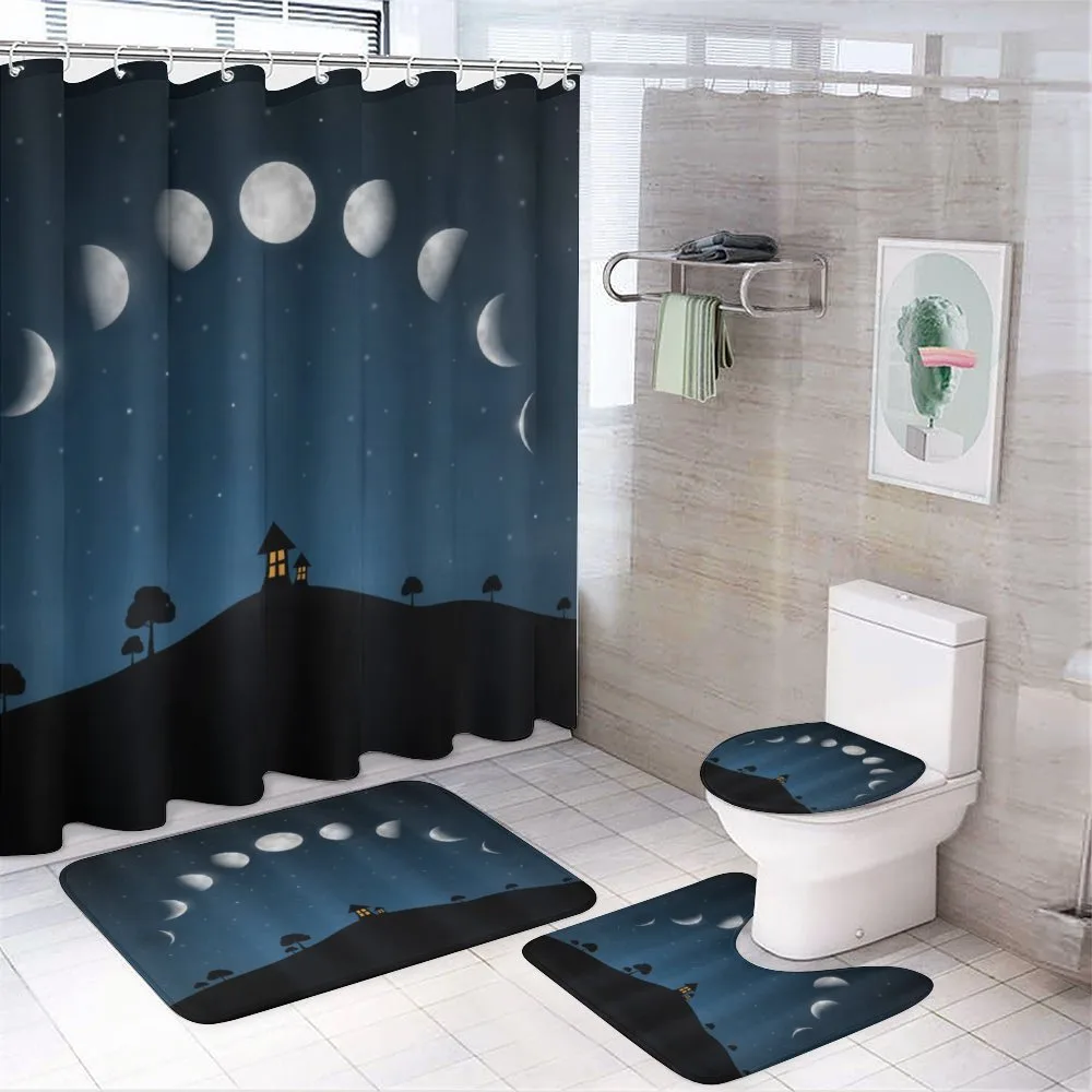 Lunar Phases and Stars Hill — 4-Piece Bathroom Set preview