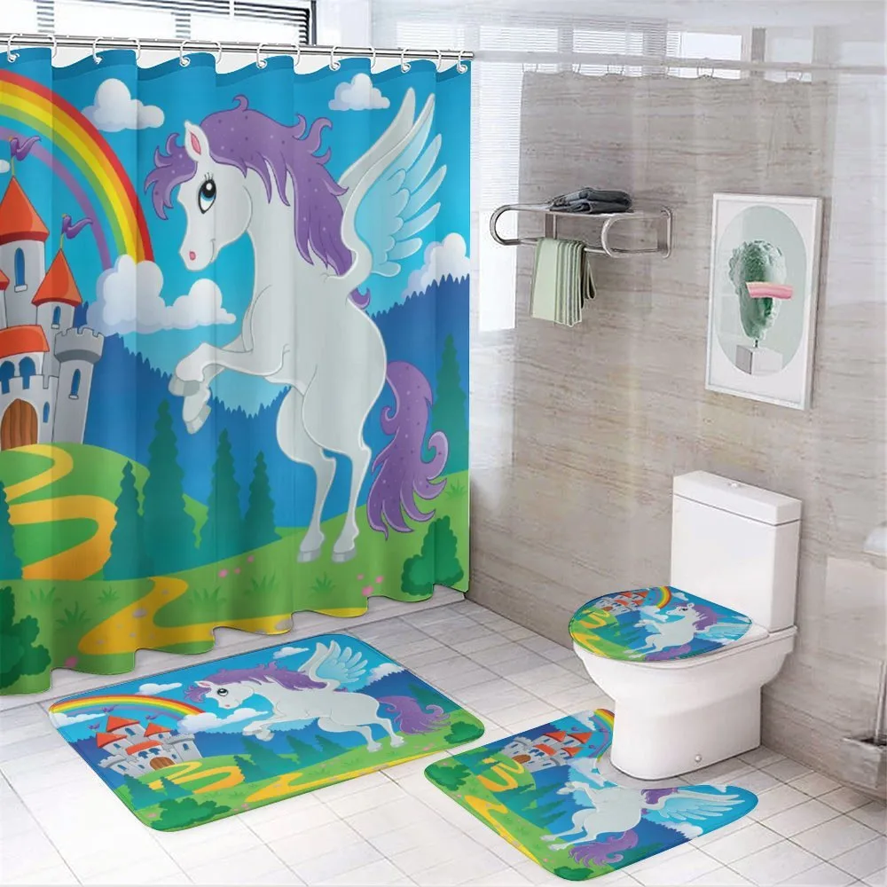 Unicorn with Rainbow Fairy — 4-Piece Bathroom Set preview