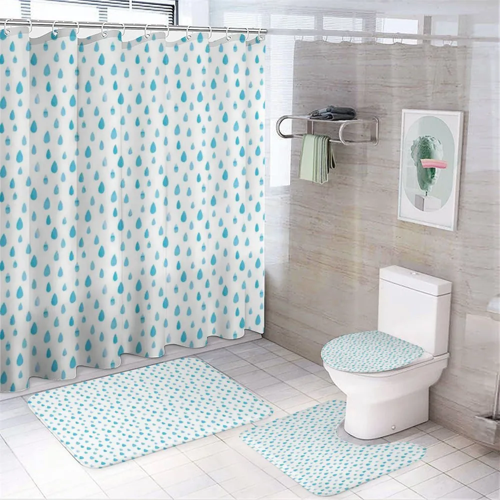 Watercolor Raindrops — 4-Piece Bathroom Set preview