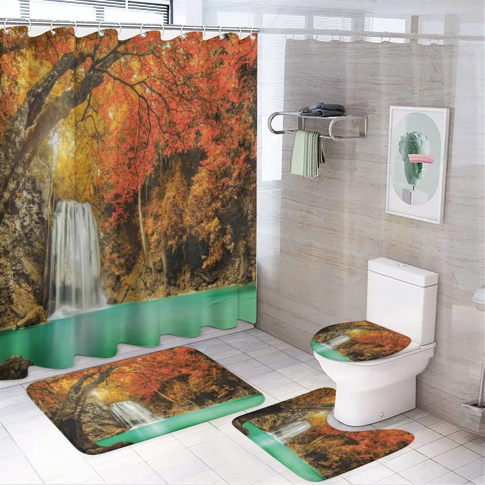 Autumn Nature Forest 4-Piece Bathroom Set product video