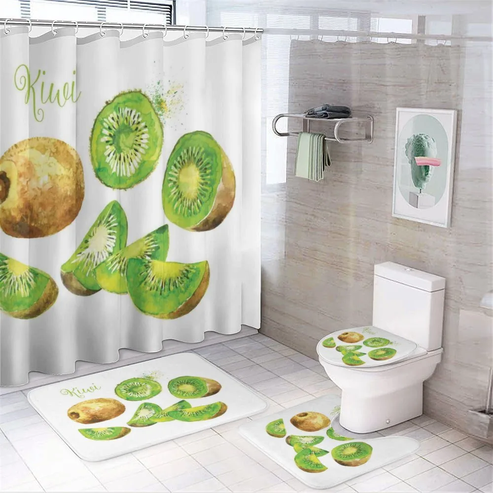 Exotic Vegan Kiwi Pattern — 4-Piece Bathroom Set preview