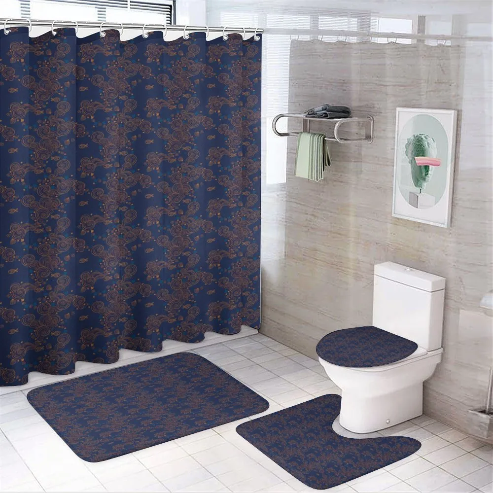 Fish Shell Flowers Swirls — 4-Piece Bathroom Set preview