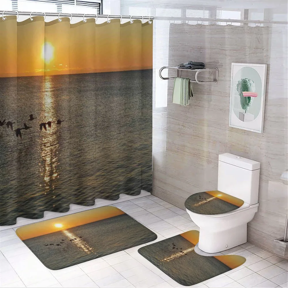 Geese Flying over Lake — 4-Piece Bathroom Set preview