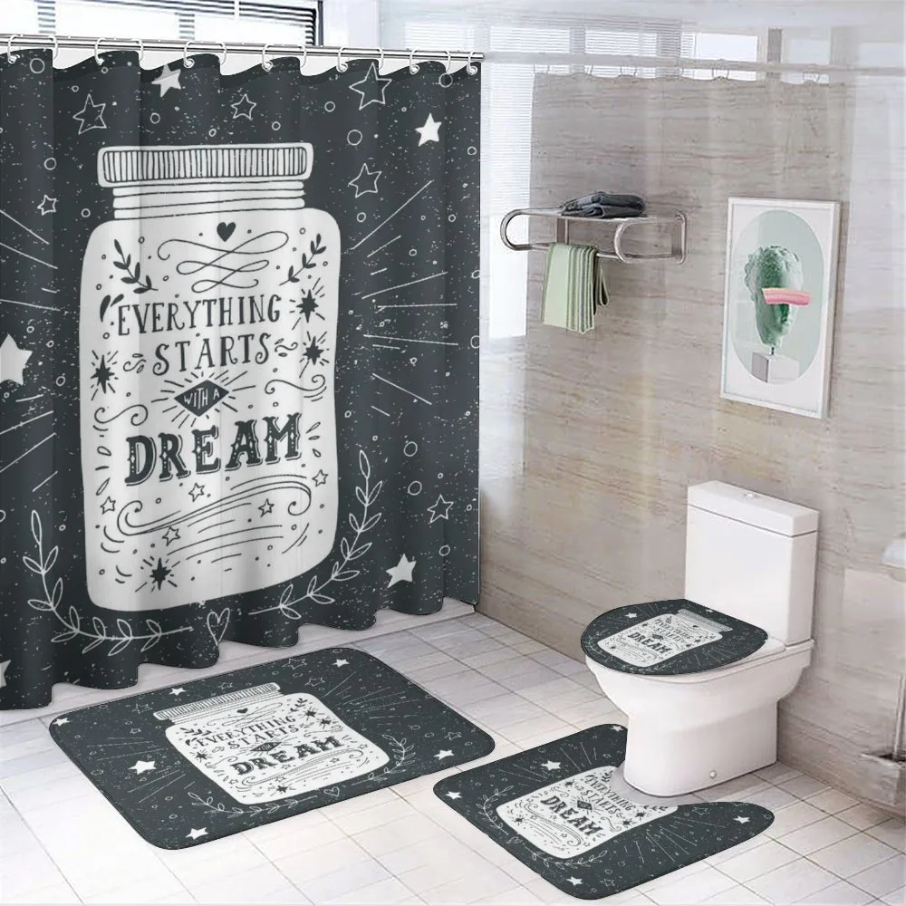 Grunge Style Stars Foliage — 4-Piece Bathroom Set preview