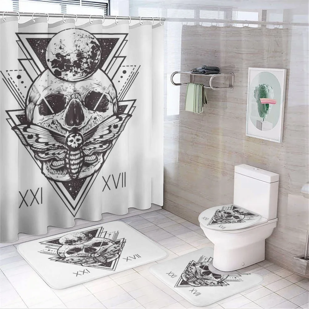 Hipster Tattoo Skull — 4-Piece Bathroom Set preview