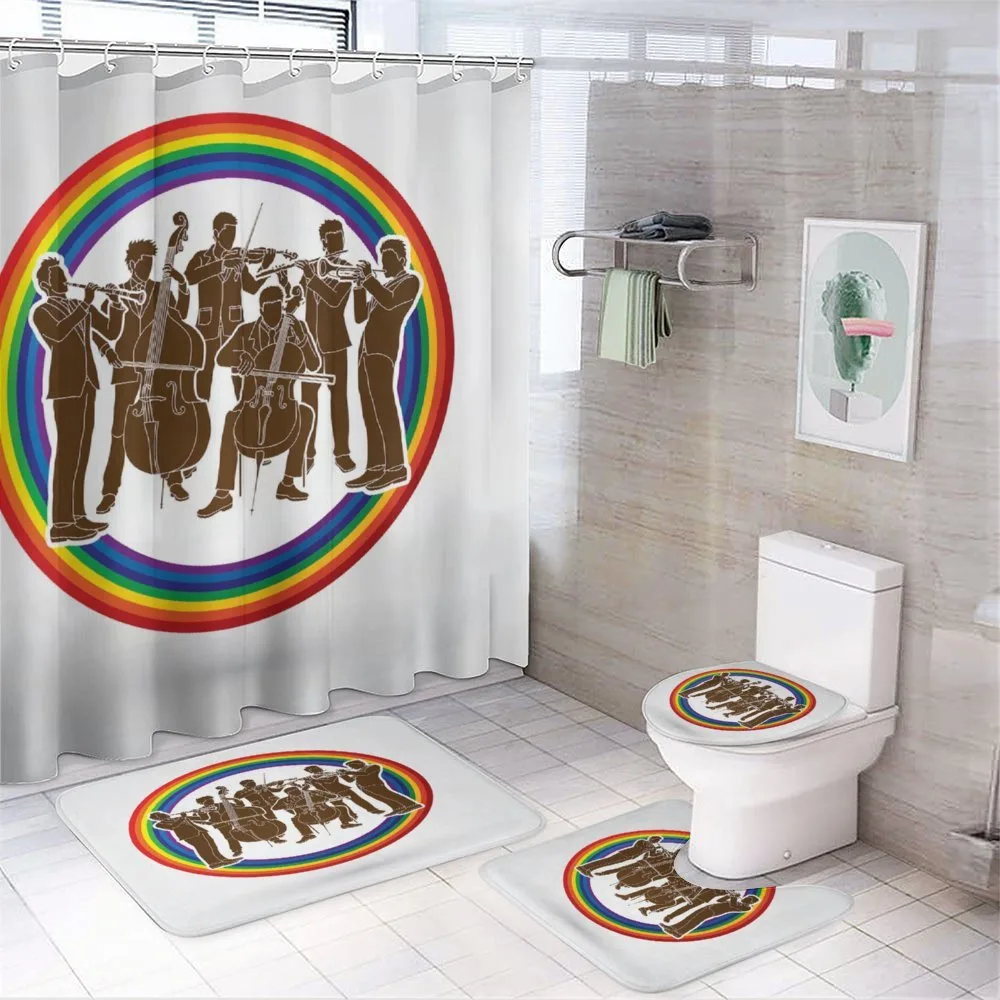 Musicians in Rainbow Circle — 4-Piece Bathroom Set preview