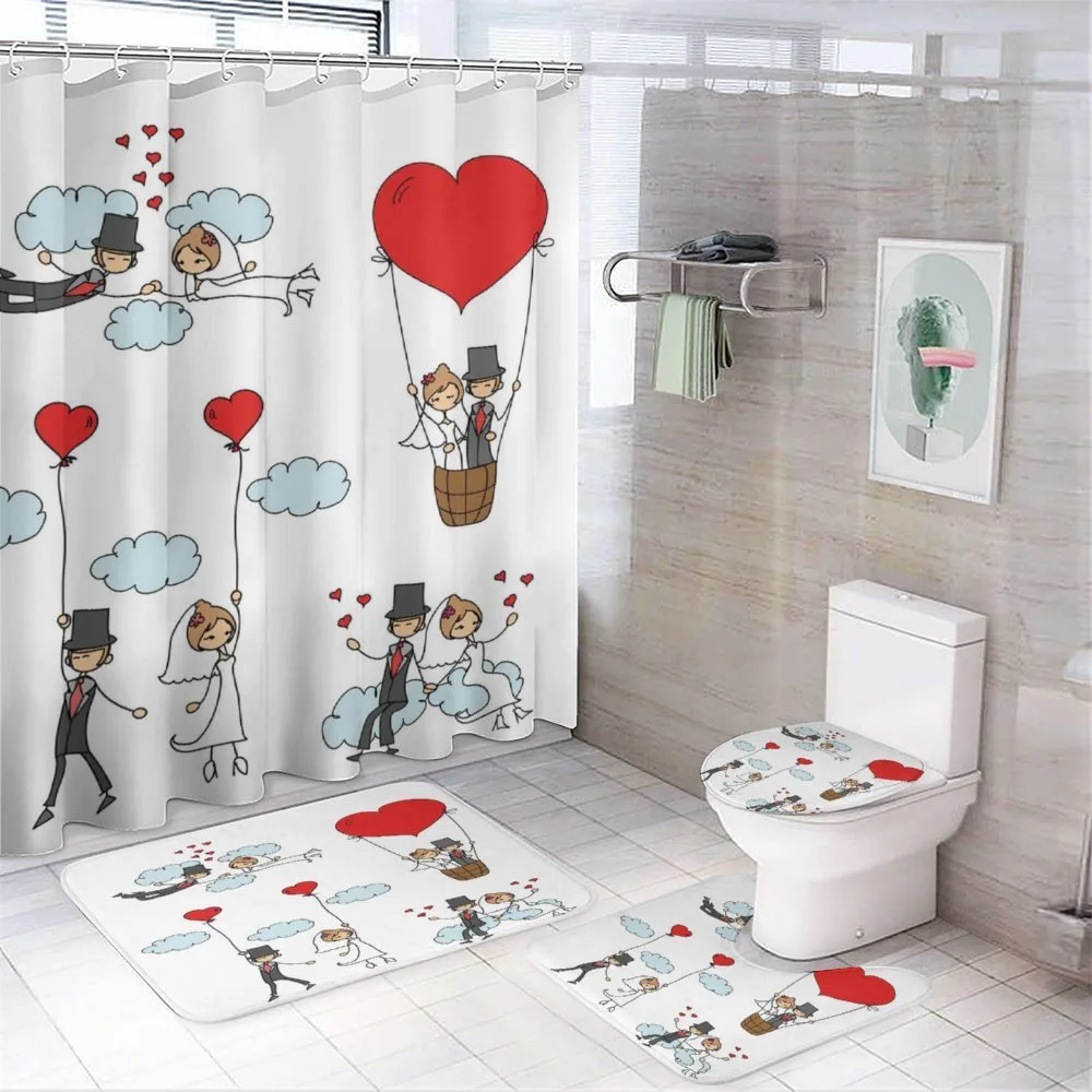 Newlyweds Caricature — 4-Piece Bathroom Set preview