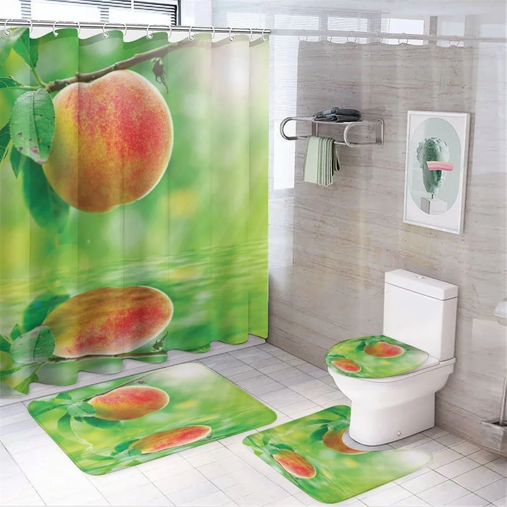 Ripe Nectarine on Branch 4-Piece Bathroom Set product video