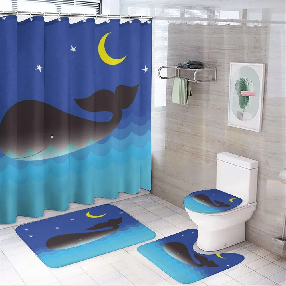 Whale in Ocean and Star — 4-Piece Bathroom Set preview