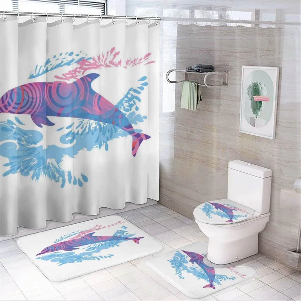 Cartoon Jumping Dolphin — 4-Piece Bathroom Set preview