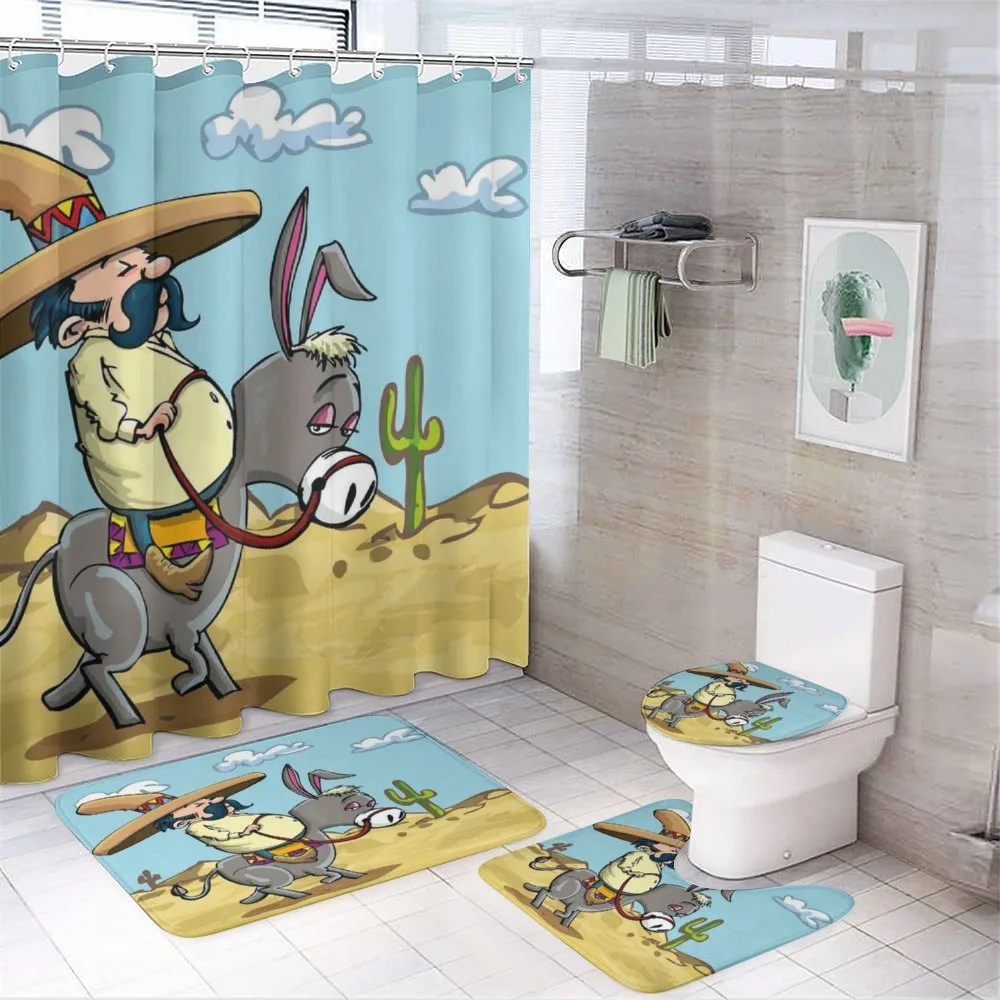 Mexican Man on a Donkey — 4-Piece Bathroom Set preview