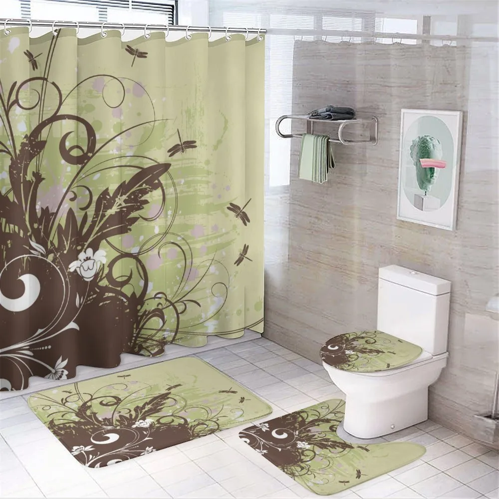 Retro Flower Grunge — 4-Piece Bathroom Set preview