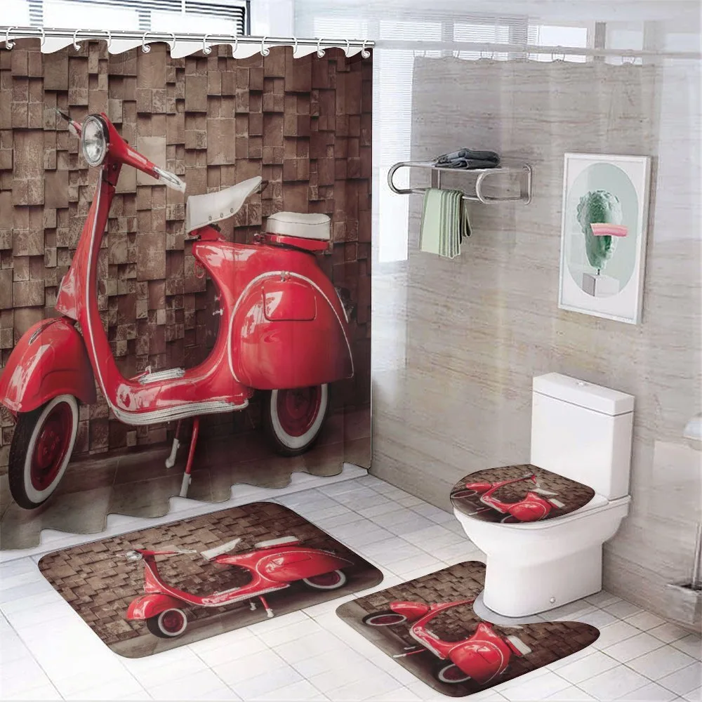 Retro Nostalgic Scooter — 4-Piece Bathroom Set preview