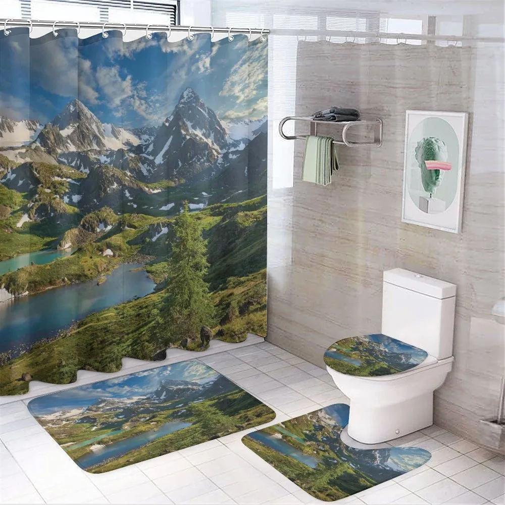 Snowy Mountain Lake — 4-Piece Bathroom Set preview