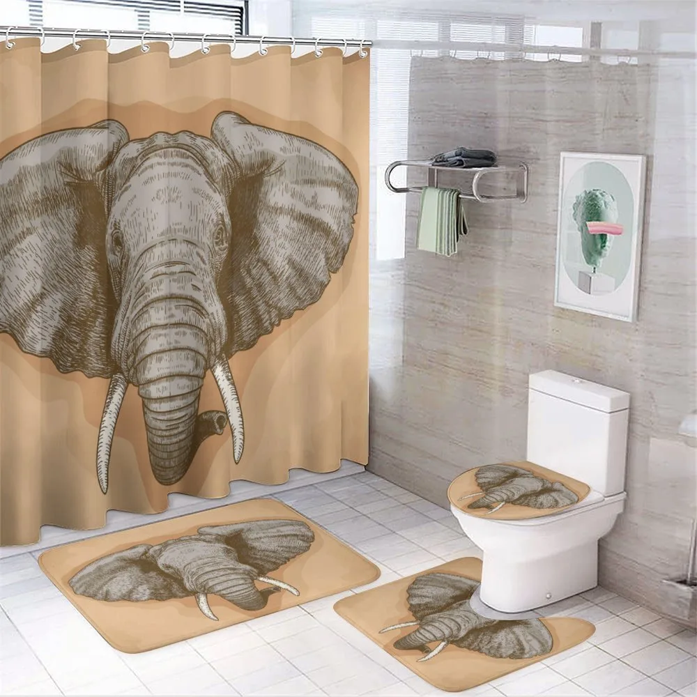 Wild Retro Elephants — 4-Piece Bathroom Set preview