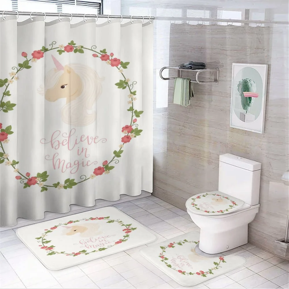Believe in Magic and Unicorn — 4-Piece Bathroom Set preview
