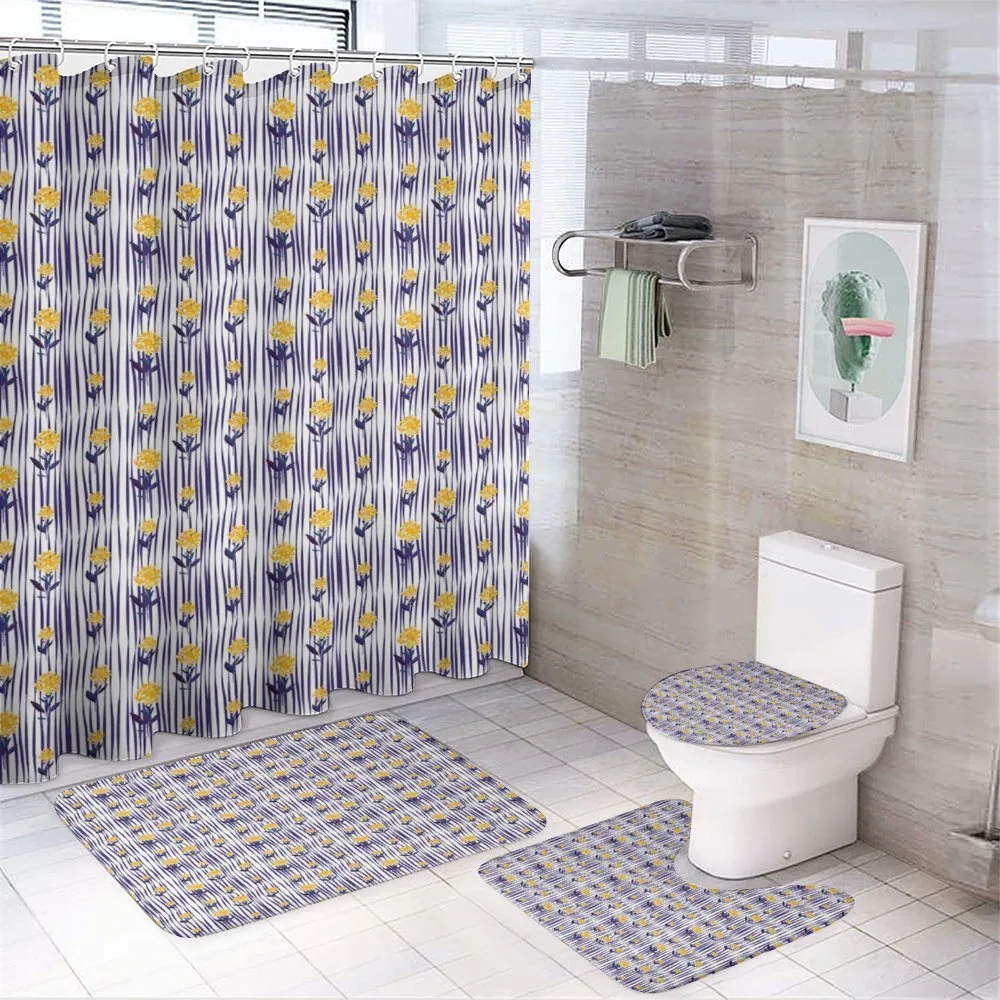 Chrysanthemum Pattern — 4-Piece Bathroom Set preview