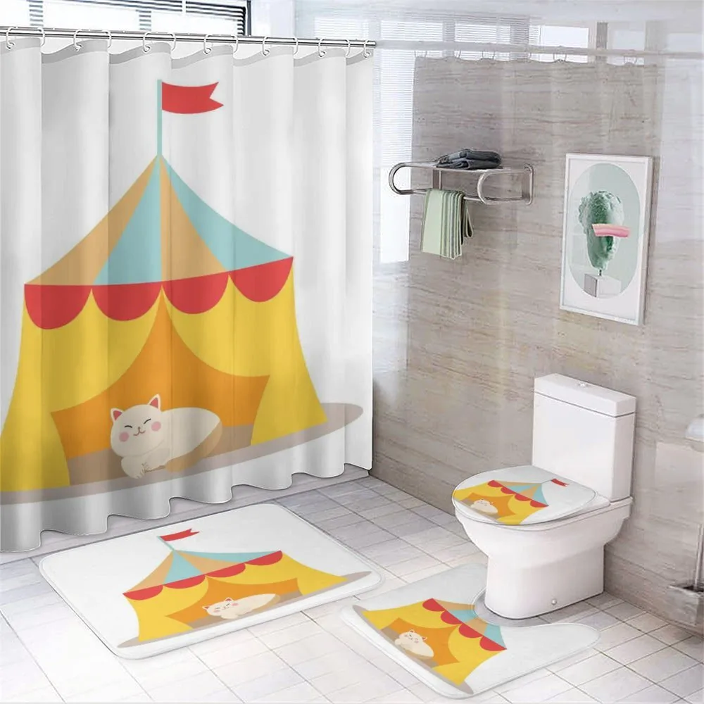 Furry Cat in a Circus — 4-Piece Bathroom Set preview