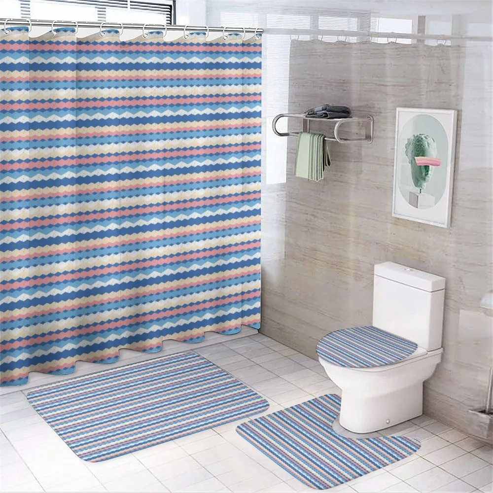 Grunge and Colorful Zigzags — 4-Piece Bathroom Set preview
