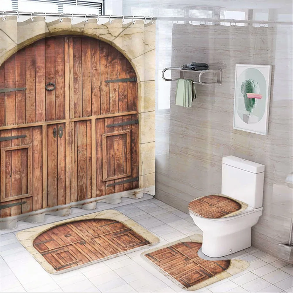 Oak Door Stone Facade — 4-Piece Bathroom Set preview