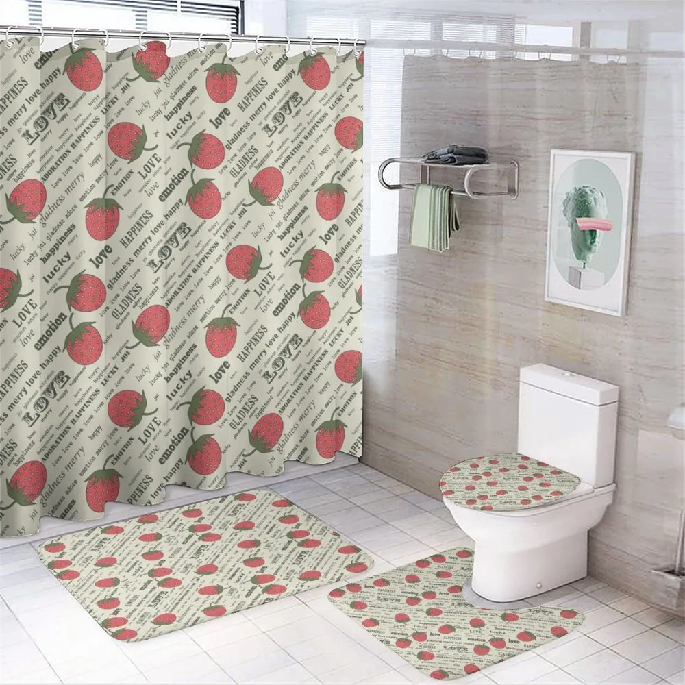 Retro Strawberry Love — 4-Piece Bathroom Set preview