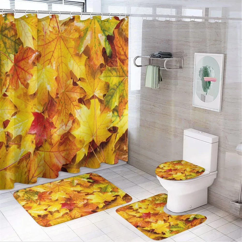 Wet Maple Leaves Nature — 4-Piece Bathroom Set preview