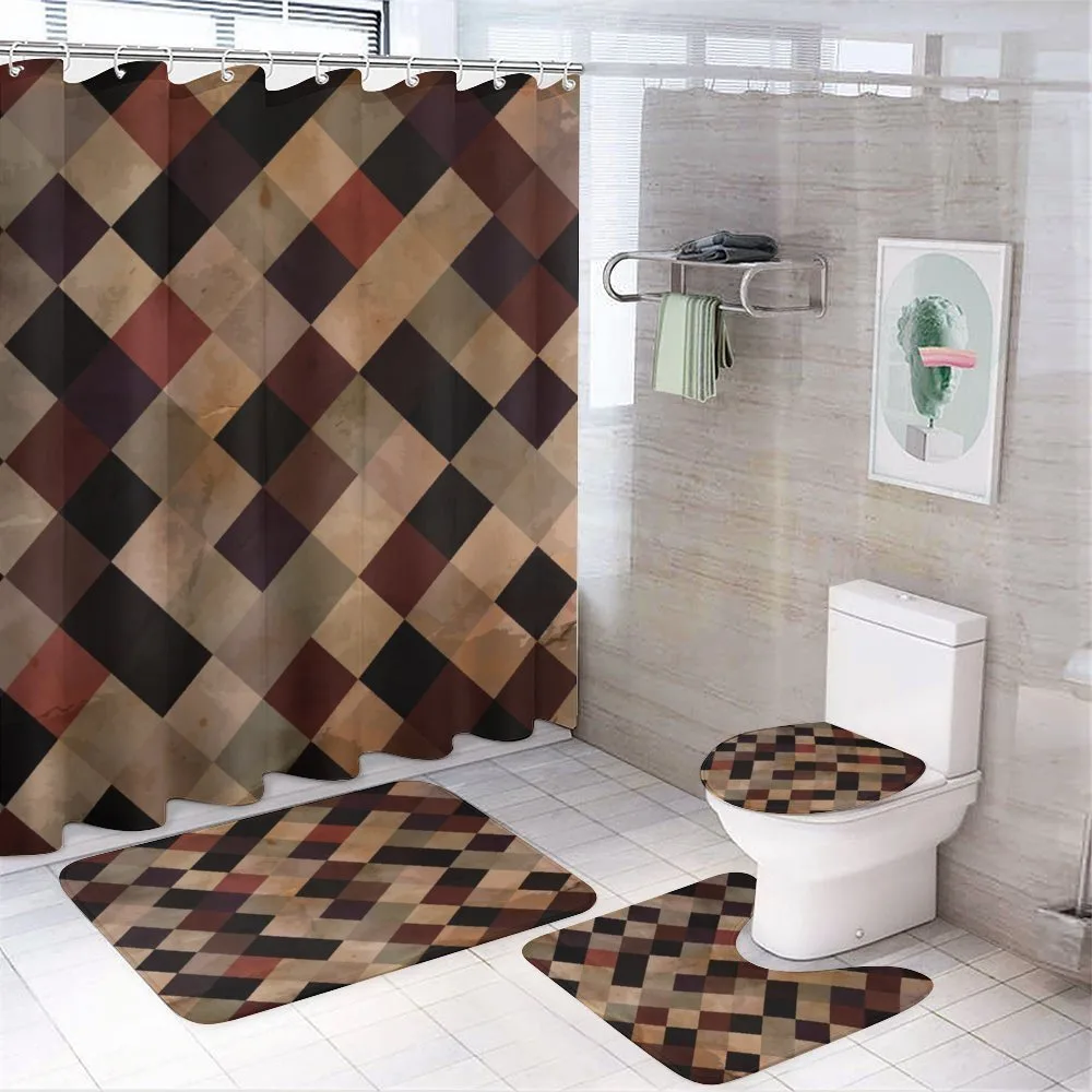 Antique Brown Toned Grid — 4-Piece Bathroom Set preview