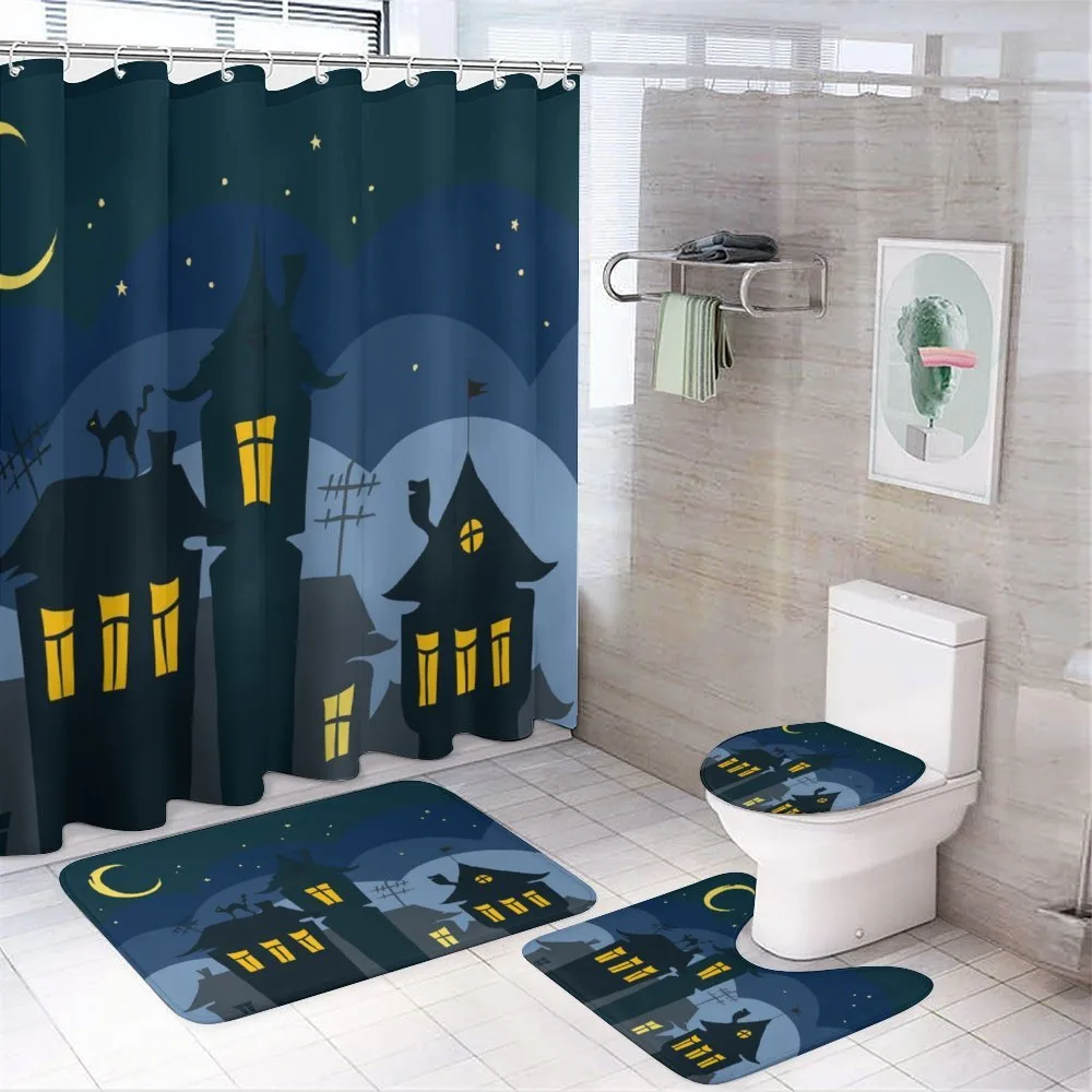 Cartoon Town with Cat — 4-Piece Bathroom Set preview