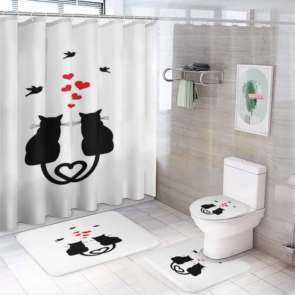 Cats in Love Heart Tail — 4-Piece Bathroom Set preview