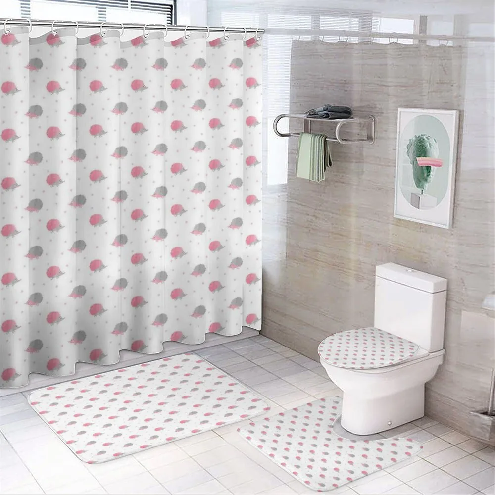 Fluffy Pinkish Hedgehog — 4-Piece Bathroom Set preview