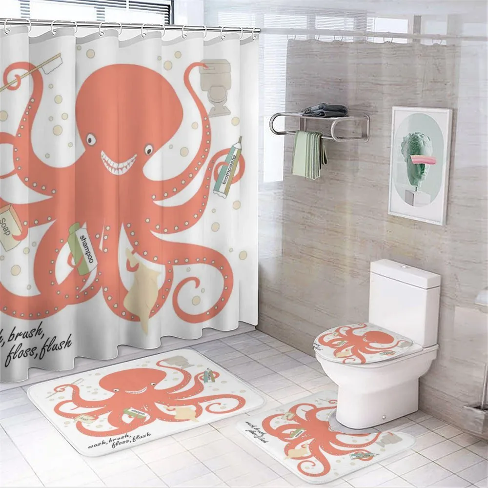 Octopus Holding Sap — 4-Piece Bathroom Set preview
