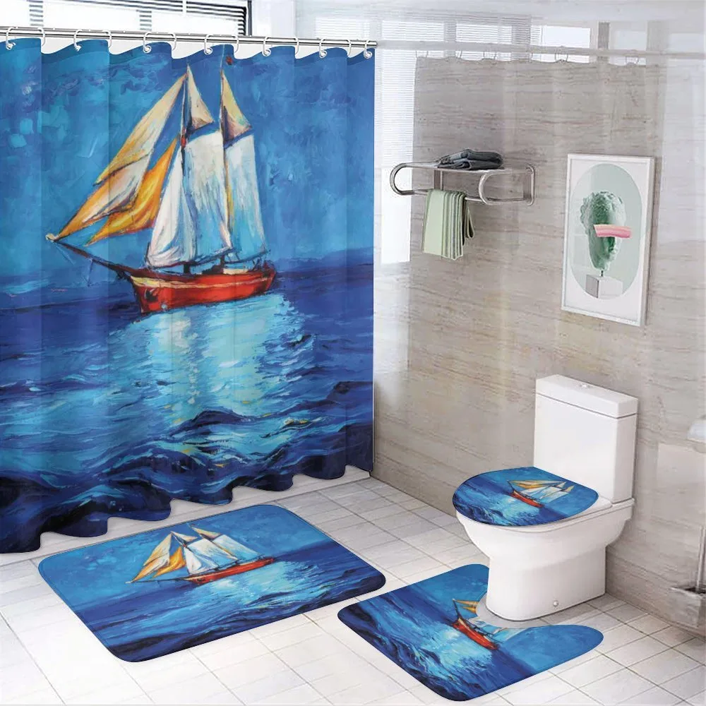 Sail Boat Art Picture — 4-Piece Bathroom Set preview