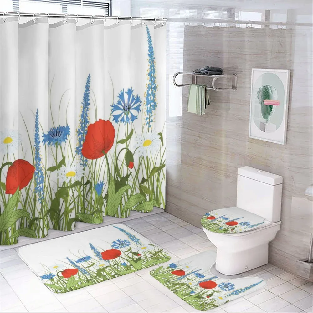 Bloomed Poppy Flowers — 4-Piece Bathroom Set preview
