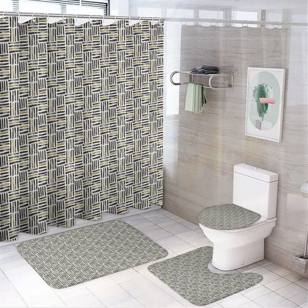 Brushstroke Modern Strips — 4-Piece Bathroom Set preview