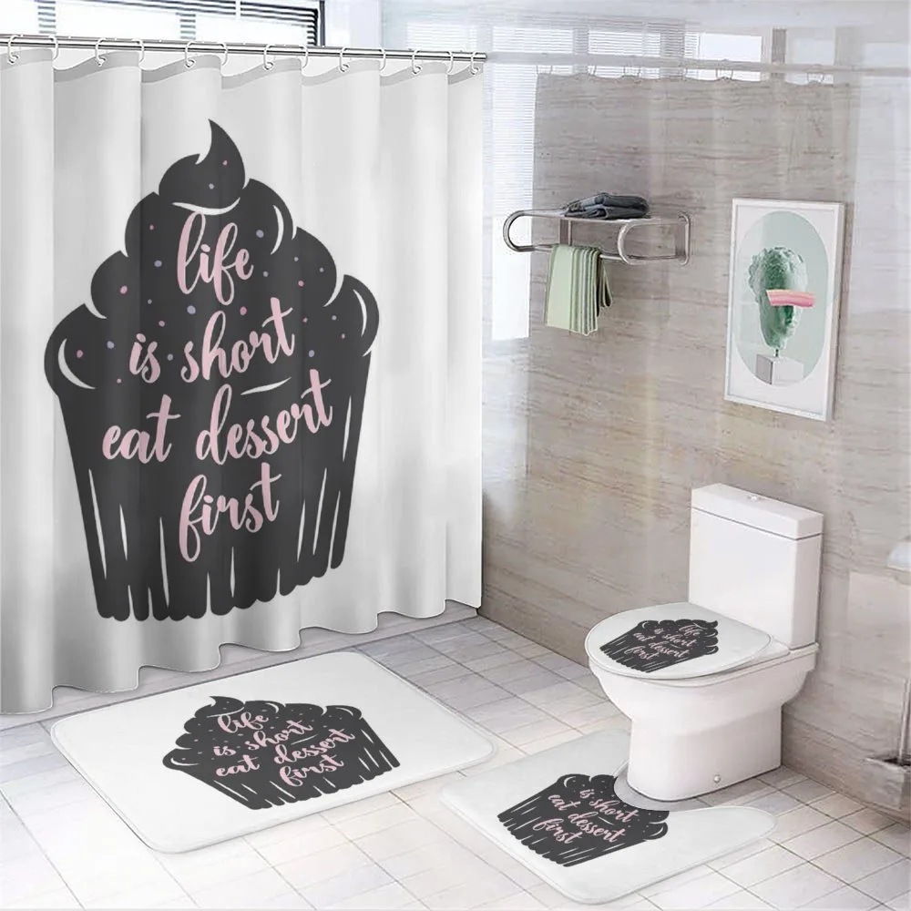 Cupcake Silhouette Dots — 4-Piece Bathroom Set preview