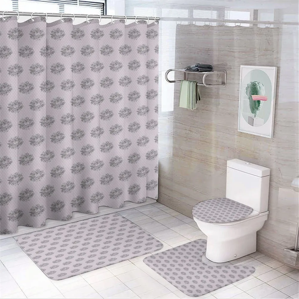 Hand Drawn Flowers and Dots — 4-Piece Bathroom Set preview