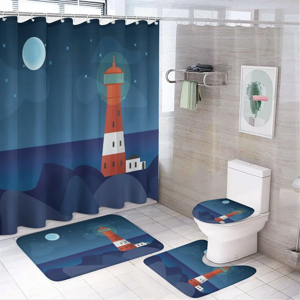 Lighthouse at Night — 4-Piece Bathroom Set preview