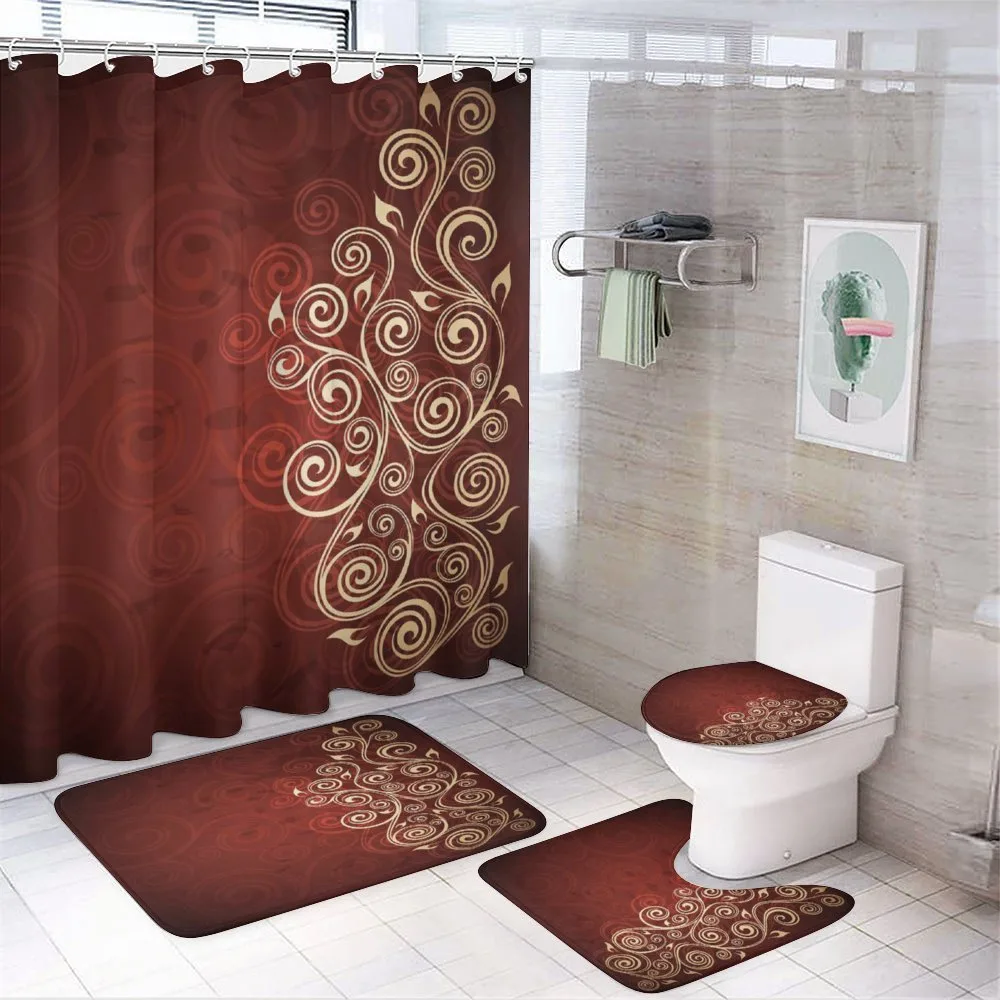 Ombre Flower Swirl Ivy — 4-Piece Bathroom Set preview