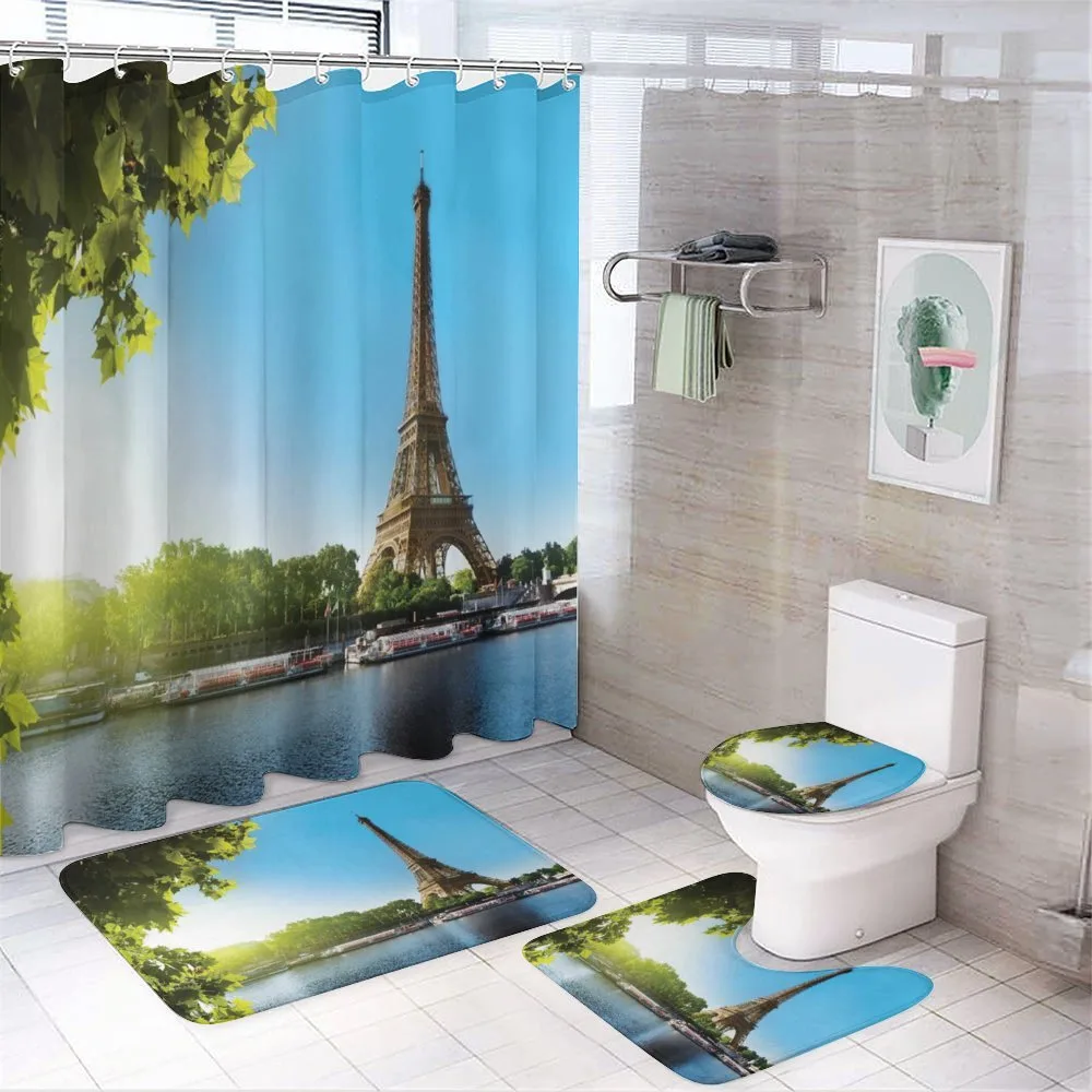 Sunny Day Eiffel Tower River — 4-Piece Bathroom Set preview